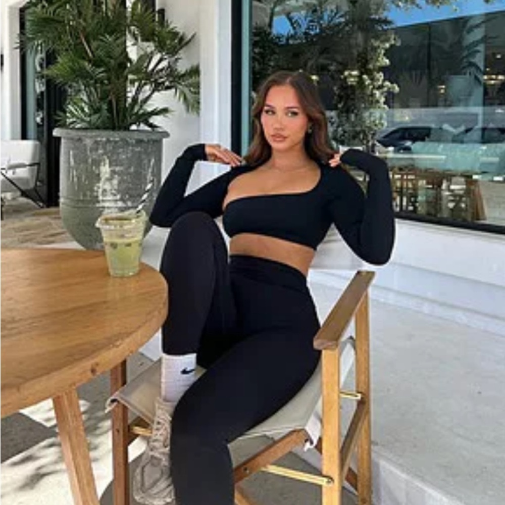 CSB Black Asymmetrical Crop Top